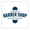 Adhesivo Barber Shop Gentlemens azul.