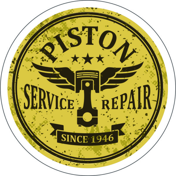 Adhesivo Vintage Piston Service Repair.