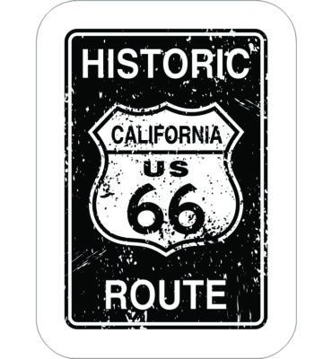 Adhesivo Vintage Route 66 negro.