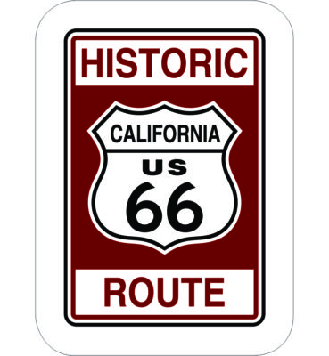 Adhesivo Vintage Route 66 rojo.